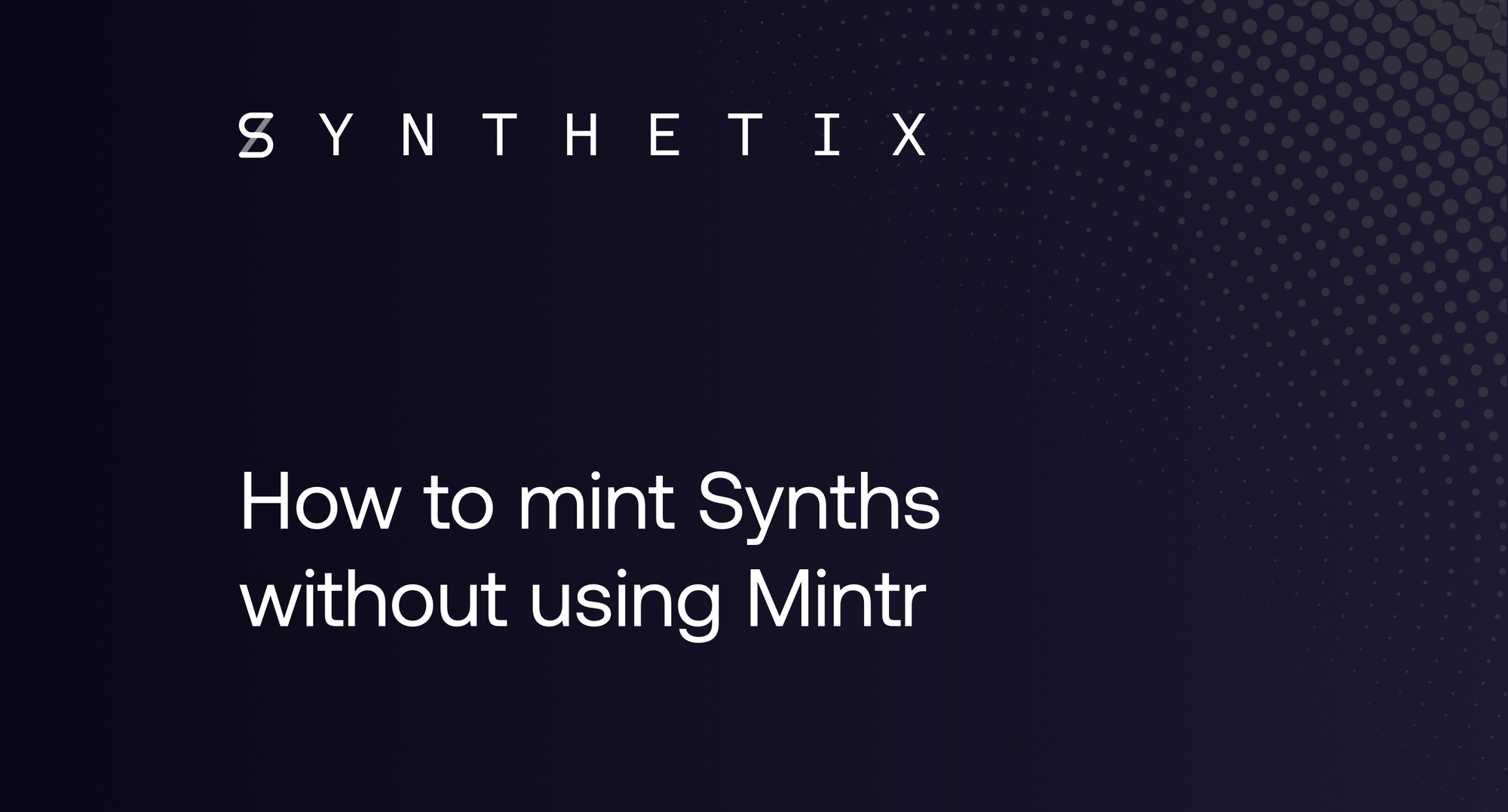 How to mint Synths without using Mintr