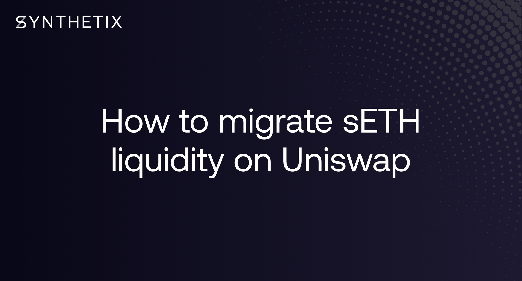 Guide: how to migrate sETH liquidity on Uniswap